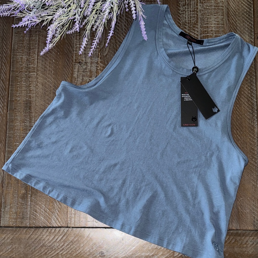 NWT Greyson Sleeveless Crop Tank Top - indigo